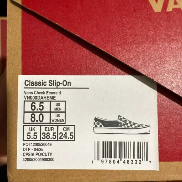 Emerald Green Classic Slip-On Checkerboard Shoe - Picture 5 of 5